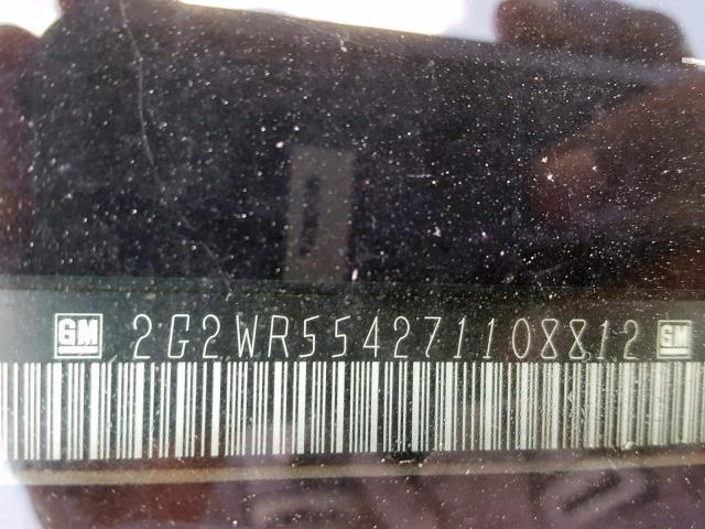 2G2WR554271108812 - 2007 PONTIAC GRAND PRIX TAN photo 10