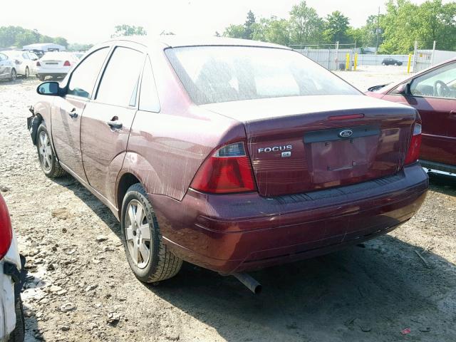 1FAHP34N27W163817 - 2007 FORD FOCUS ZX4 MAROON photo 3