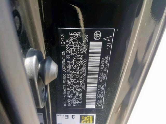 JTKJF5C79E3083600 - 2014 TOYOTA SCION TC შავი ფოტო 10