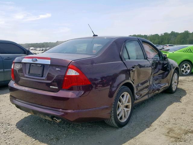 3FAHP0JG1BR287268 - 2011 FORD FUSION SEL BURGUNDY photo 4