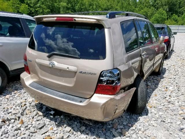 JTEGD21A450107867 - 2005 TOYOTA HIGHLANDER GOLD photo 4