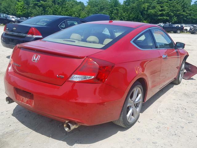 1HGCS2B8XCA007320 - 2012 HONDA ACCORD EXL RED photo 4