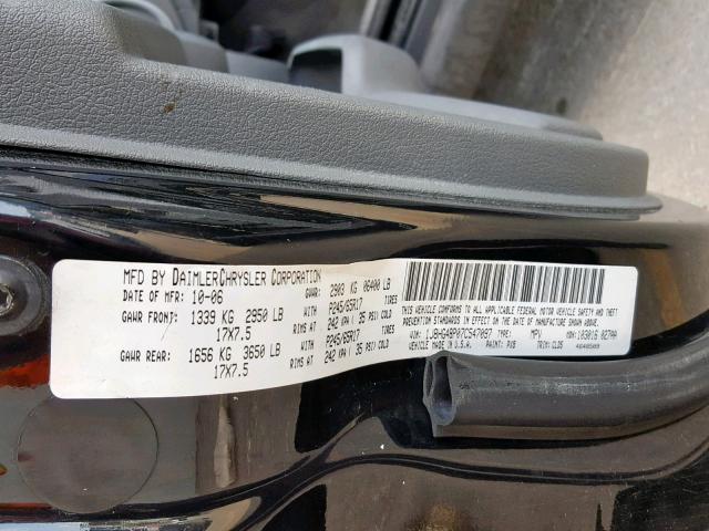 1J8HG48P07C547097 - 2007 JEEP COMMANDER BLACK photo 10