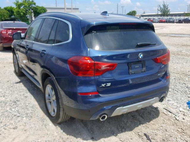 5UXTR7C54KLA48381 - 2019 BMW X3 SDRIVE3 BLUE photo 3