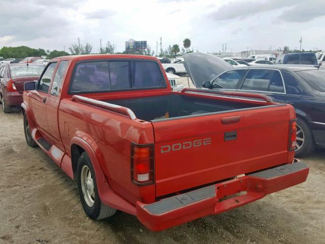 1B7GL23Y7SW929542 - 1995 DODGE DAKOTA RED photo 3