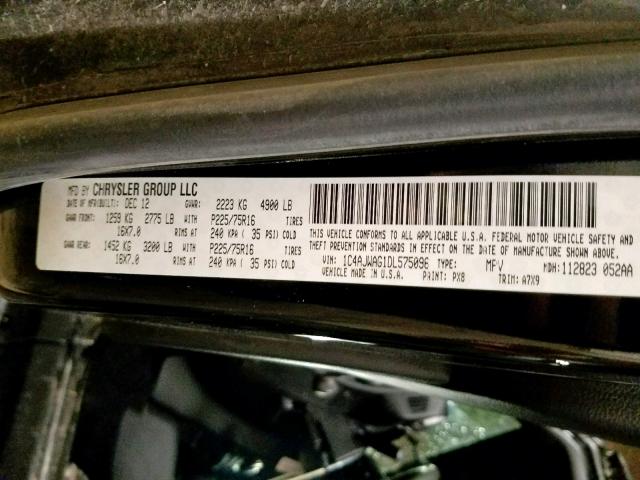 1C4AJWAG1DL575096 - 2013 JEEP WRANGLER S BLACK photo 10