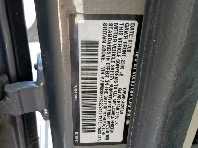 YV1MS382562202441 - 2006 VOLVO S40 2.4I SILVER photo 10