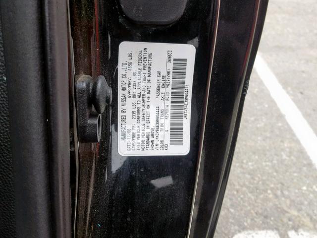 JNKCV64E39M604444 - 2009 INFINITI G37 BASE BLACK photo 10