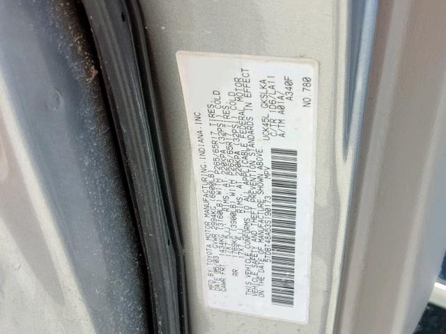 5TDBT48A53S190173 - 2003 TOYOTA SEQUOIA LI SILVER photo 10