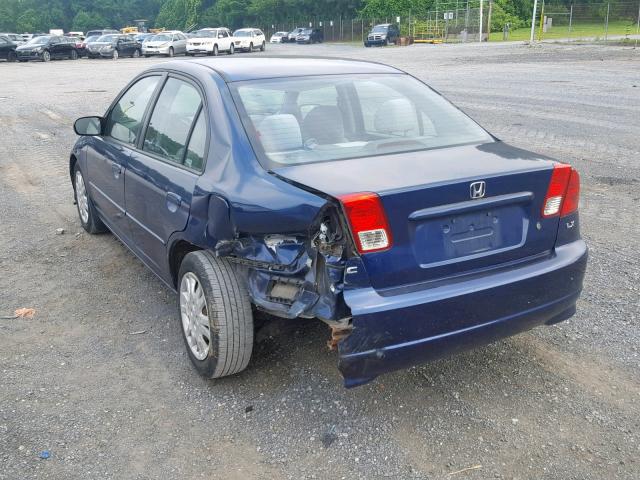 2HGES15515H533330 - 2005 HONDA CIVIC LX BLUE photo 3