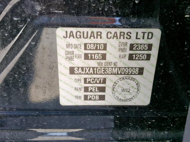 SAJXA1GE3BMV09998 - 2011 JAGUAR XJ SUPERCH BLACK photo 10