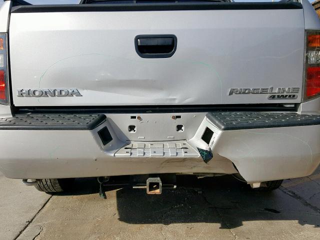 2HJYK16248H519194 - 2008 HONDA RIDGELINE SILVER photo 9