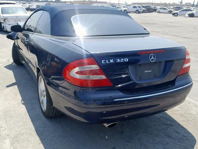 WDBTK65G45T041820 - 2005 MERCEDES-BENZ CLK 320 BLUE photo 3