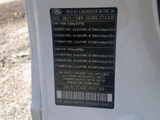 SALAC2D44CA597164 - 2012 LAND ROVER LR4 თეთრი ფოტო 10