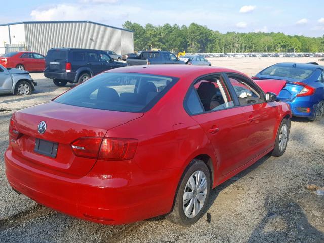 3VW2K7AJ0CM390860 - 2012 VOLKSWAGEN JETTA BASE RED photo 4