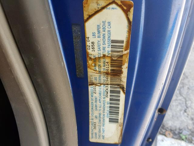 3VWCK31C94M416114 - 2004 VOLKSWAGEN NEW BEETLE ლურჯი ფოტო 10