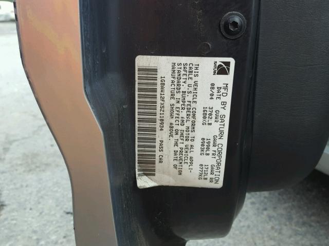 1G8AW12FX5Z110934 - 2005 SATURN ION LEVEL SILVER photo 10