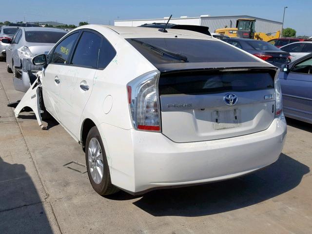 JTDKN3DP0F3069622 - 2015 TOYOTA PRIUS PLUG WHITE photo 3