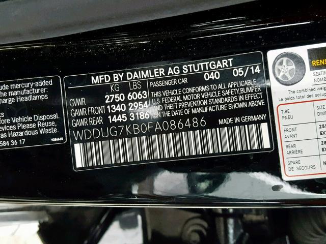 WDDUG7KB0FA086486 - 2015 MERCEDES-BENZ S 65 AMG BLACK photo 10