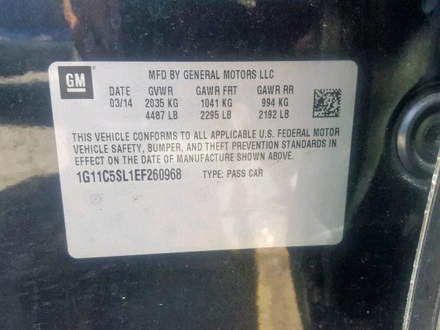 1G11C5SL1EF260968 - 2014 CHEVROLET MALIBU 1LT Qara foto 10