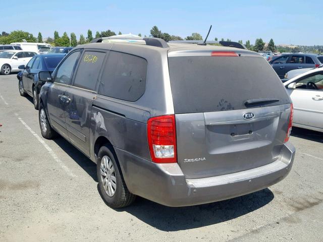 KNDMG4C78B6370688 - 2011 KIA SEDONA LX GRAY photo 3