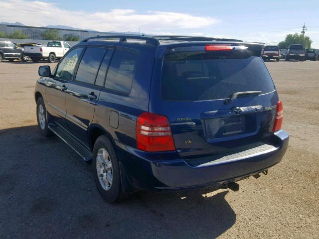 JTEGF21A220061770 - 2002 TOYOTA HIGHLANDER BLUE photo 3