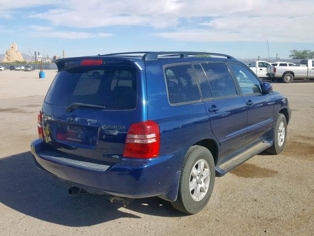 JTEGF21A220061770 - 2002 TOYOTA HIGHLANDER BLUE photo 4