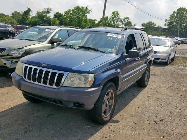 1J4GW48S62C204338 - 2002 JEEP GRAND CHER BLUE photo 2