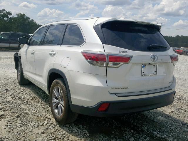 5TDKKRFH3FS070988 - 2015 TOYOTA HIGHLANDER WHITE photo 3