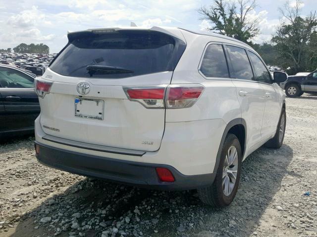 5TDKKRFH3FS070988 - 2015 TOYOTA HIGHLANDER WHITE photo 4