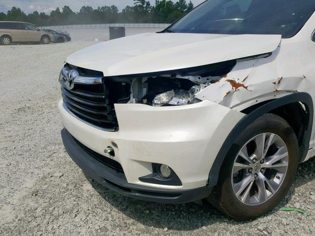 5TDKKRFH3FS070988 - 2015 TOYOTA HIGHLANDER WHITE photo 9