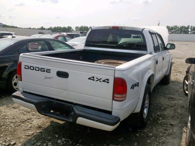 1B7HG38N42S659481 - 2002 DODGE DAKOTA QUA WHITE photo 4