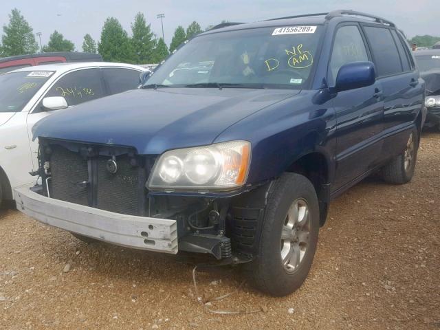 JTEHF21A330148616 - 2003 TOYOTA HIGHLANDER BLUE photo 2