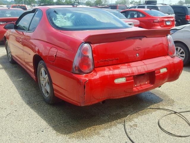 2G1WX12K749218113 - 2004 CHEVROLET MONTE CARL RED photo 3