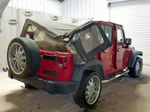 1J4GB39117L117983 - 2007 JEEP WRANGLER X RED photo 4