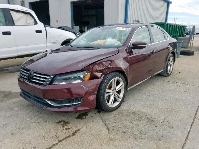 1VWBP7A34EC013049 - 2014 VOLKSWAGEN PASSAT SE MAROON photo 2