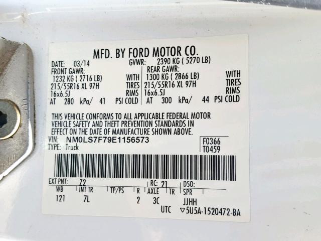 NM0LS7F79E1156573 - 2014 FORD TRANSIT CO YELLOW photo 10