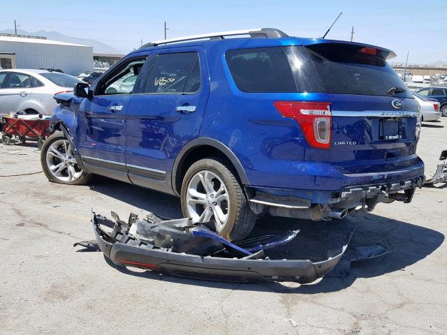 1FM5K8F89DGB78400 - 2013 FORD EXPLORER L BLUE photo 3