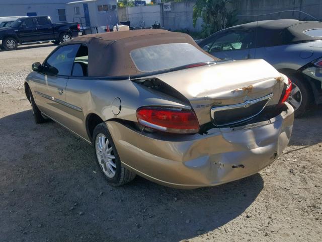 1C3EL55R12N296710 - 2002 CHRYSLER SEBRING LX TAN photo 3