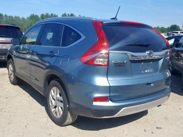 2HKRM4H70FH698500 - 2015 HONDA CR-V EXL BLUE photo 3