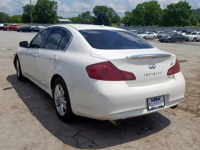 JN1CV6AP3DM721878 - 2013 INFINITI G37 BASE WHITE photo 3