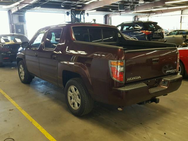 2HJYK16567H546745 - 2007 HONDA RIDGELINE MAROON photo 3