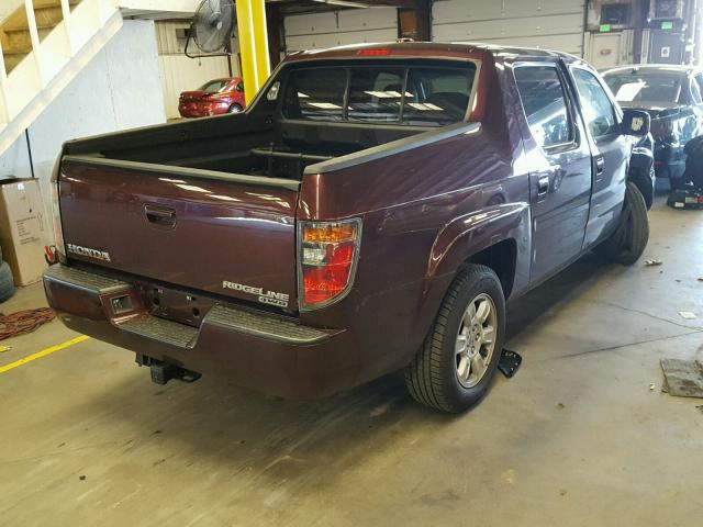 2HJYK16567H546745 - 2007 HONDA RIDGELINE MAROON photo 4