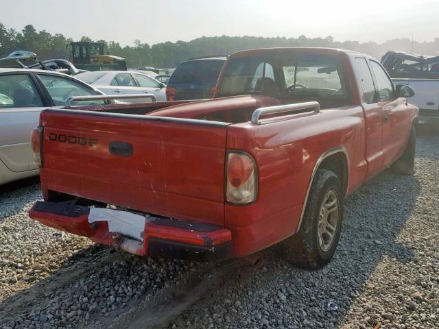 1B7GL22X6YS670258 - 2000 DODGE DAKOTA RED photo 4