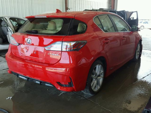 JTHKD5BHXF2217970 - 2015 LEXUS CT 200 RED photo 4