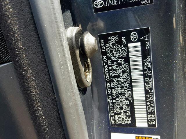 JTKDE177150033360 - 2005 TOYOTA SCION TC ნაცრისფერი ფოტო 10