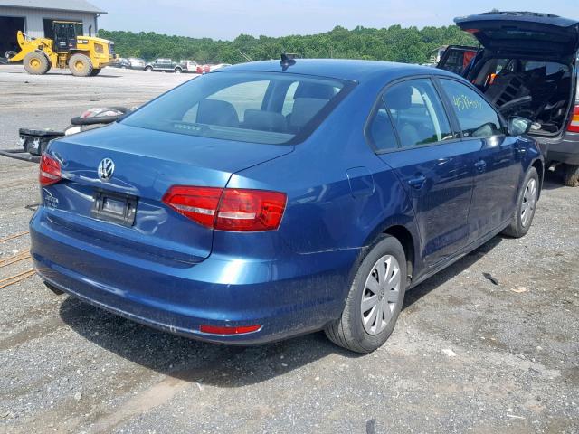 3VW2K7AJ7FM321149 - 2015 VOLKSWAGEN JETTA BASE BLUE photo 4