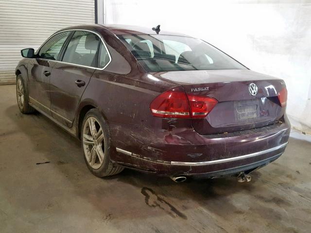 1VWBN7A38DC045832 - 2013 VOLKSWAGEN PASSAT SE BURGUNDY photo 3