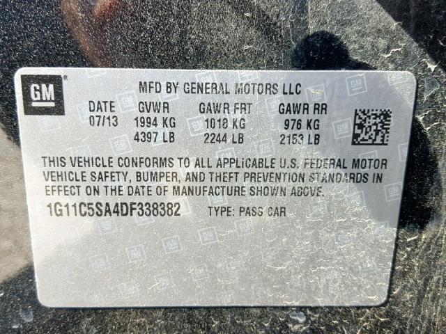 1G11C5SA4DF338382 - 2013 CHEVROLET MALIBU 1LT 黑色 照片 10