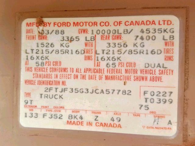 2FTJF35G3JCA57782 - 1988 FORD F350 TAN photo 10